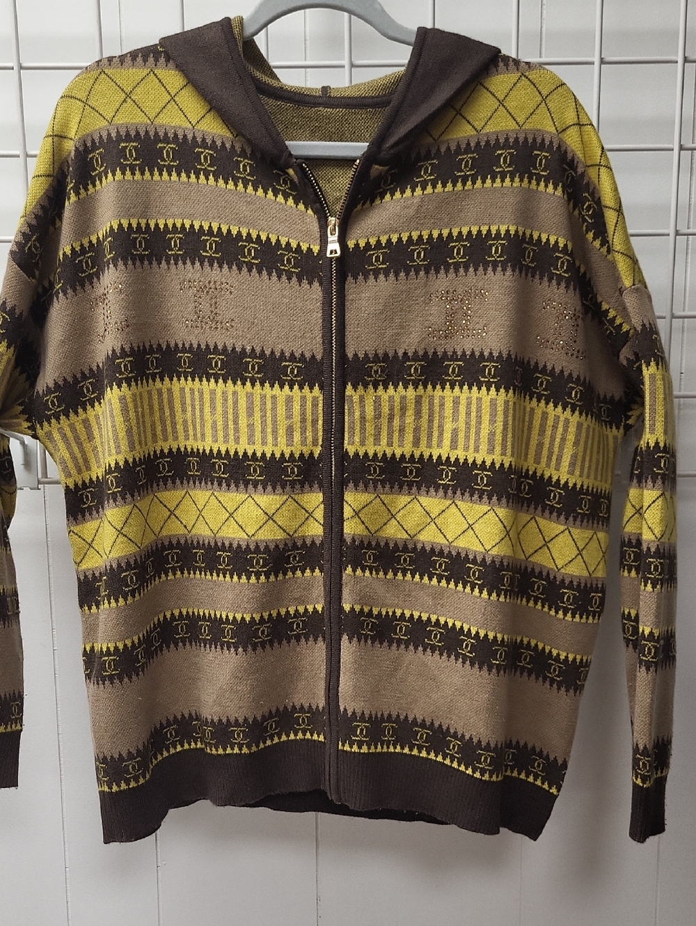 Designer INSPIRED Yellow Zip-Up Hoodie HOODIE, SIZE L